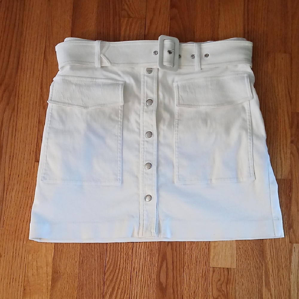 Nine West White Snap-Front Skirt ■ Size L